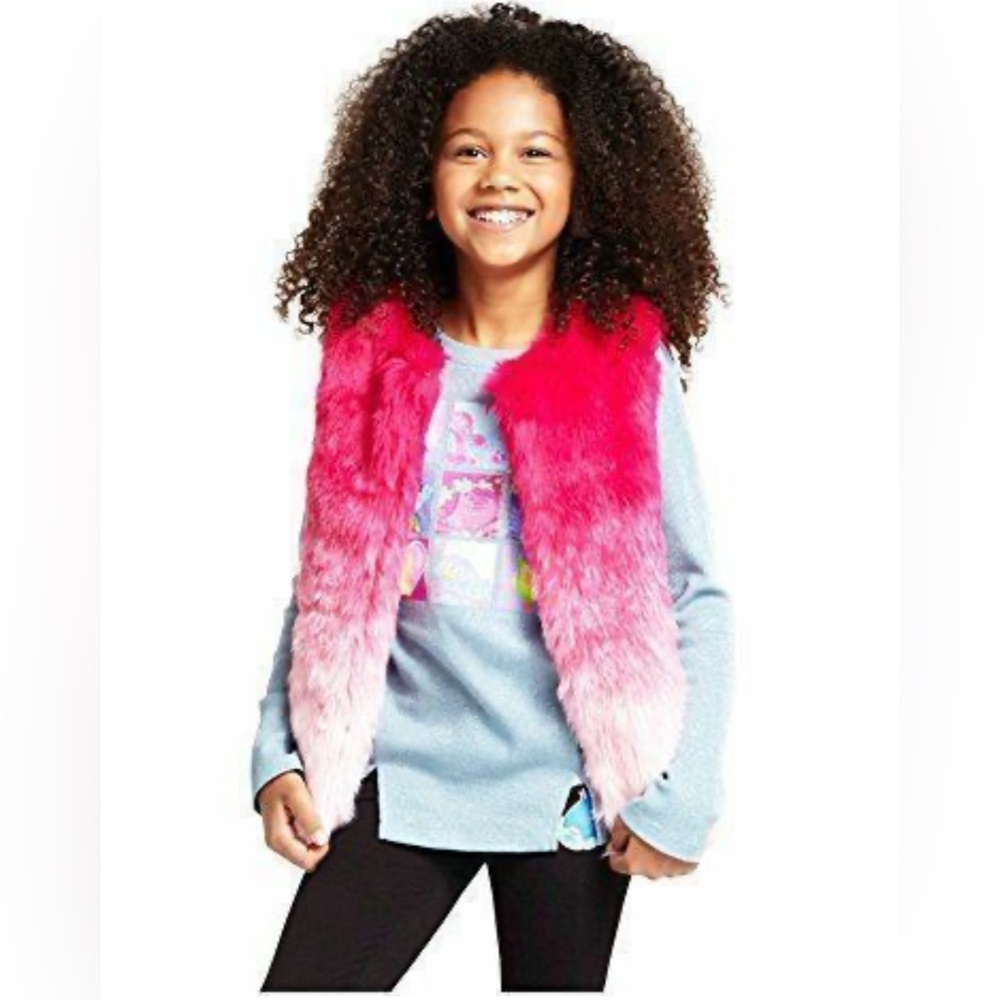 Trolls Vibrant‎ Pink Ombré Faux Fur Vest